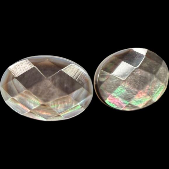 Margo Morrison Sterling Silver Mother of Pearl Abalone Doublet Stud Clip Earring - Picture 1 of 13